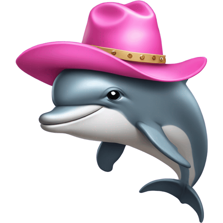 dolphin with a pink cowboy hat emoji