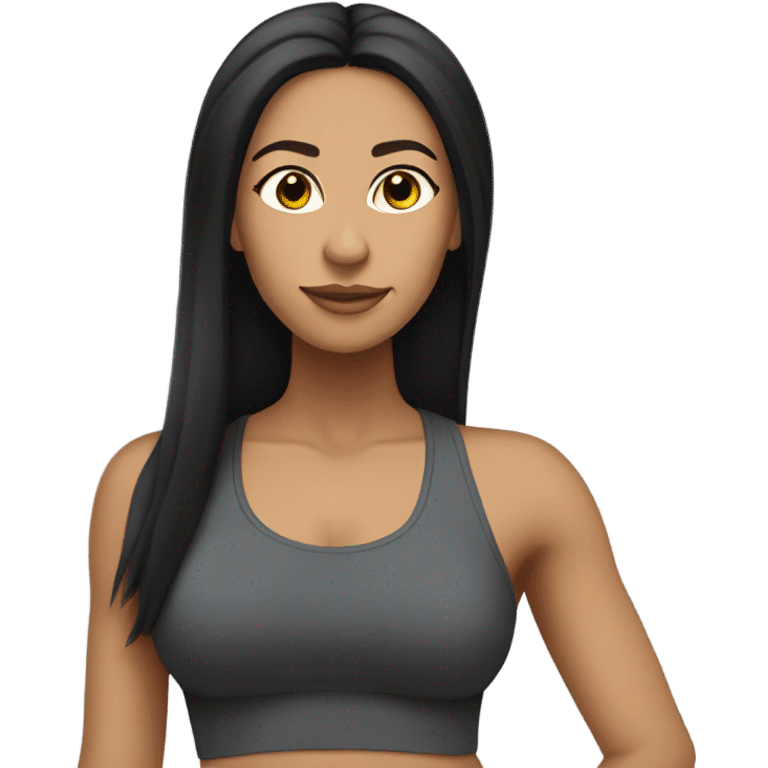 lightskin latin woman with straight long black hair wearing a yoga outfit  emoji