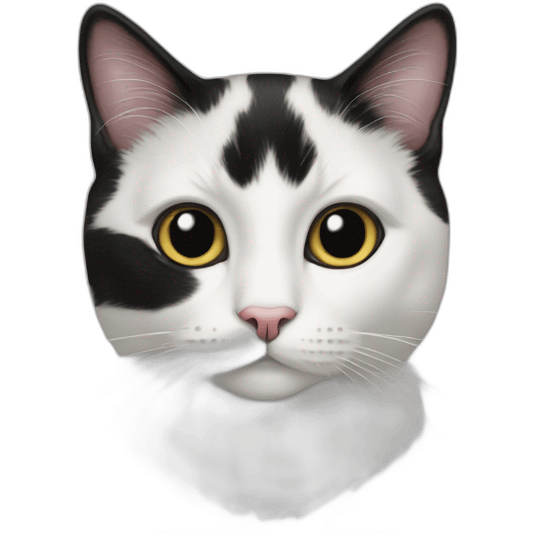 tuxedo cat with black spot in the lip emoji