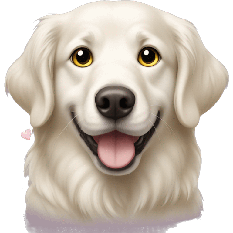 White golden retriever with hearts for eyes emoji