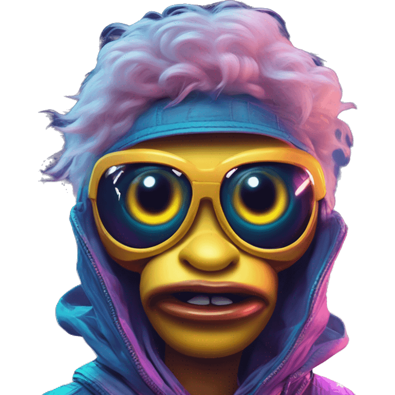 Synthwave alien in Donald Duck style, oil paint, epic eyes, intricate lips, exquisite pose, beautiful, desirable, logical, Midsommar  emoji