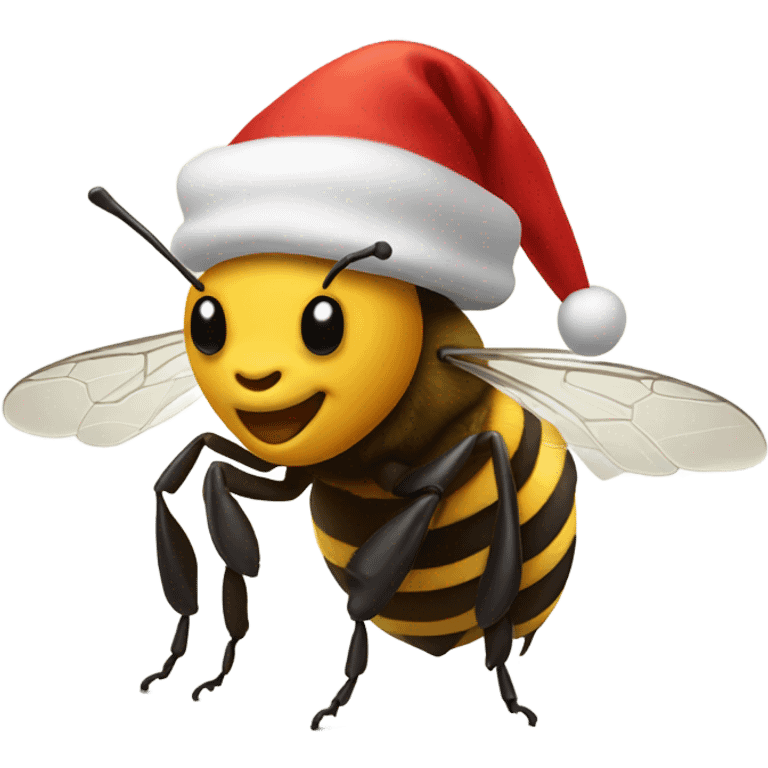 Bee wearing a Santa hat emoji