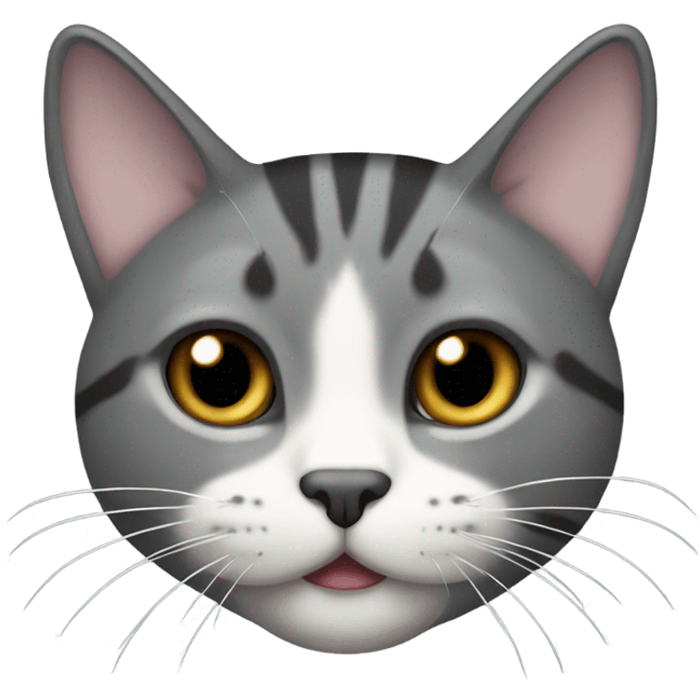 Dark Grey tabby cat with white nose and mouth  emoji