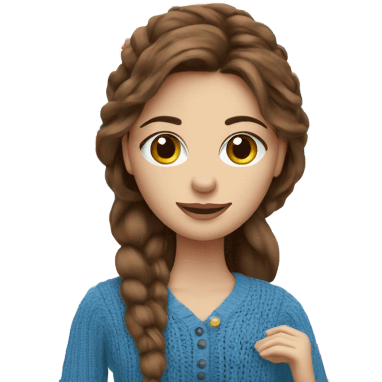 beautiful finnish brown hair woman with blue eyes knitting floral  emoji