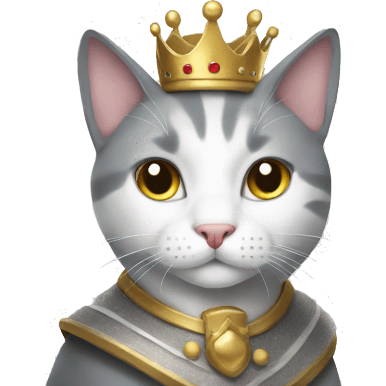 Gray and white cat dressed as king emoji