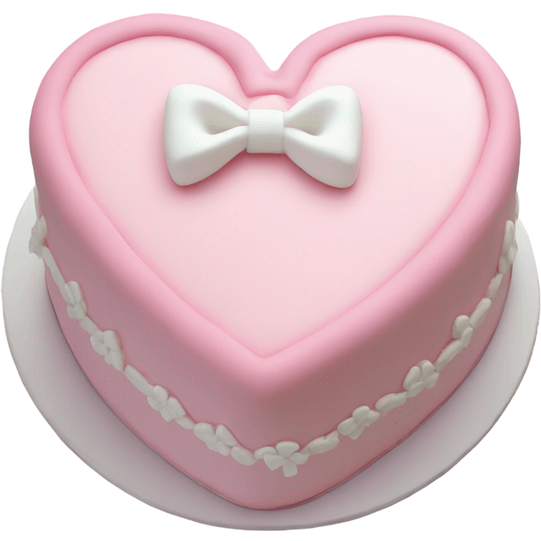 Pastel pink heart shaped cake with fancy white icing and bows emoji