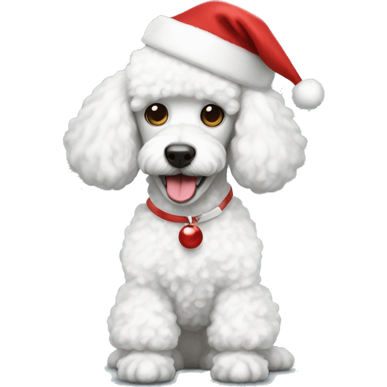 White poodle with Santa hat emoji