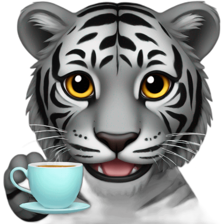 black Tiger drinks tea emoji