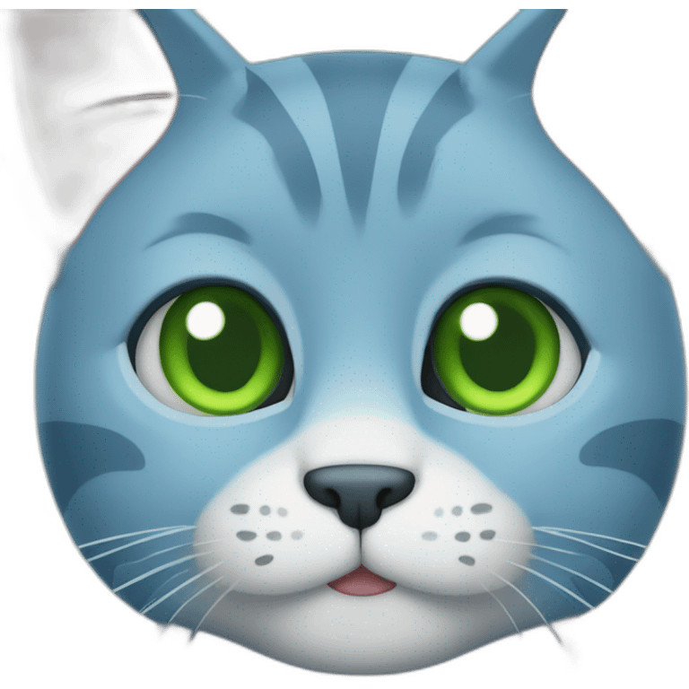 blue cat with green eyes thumbs up emoji