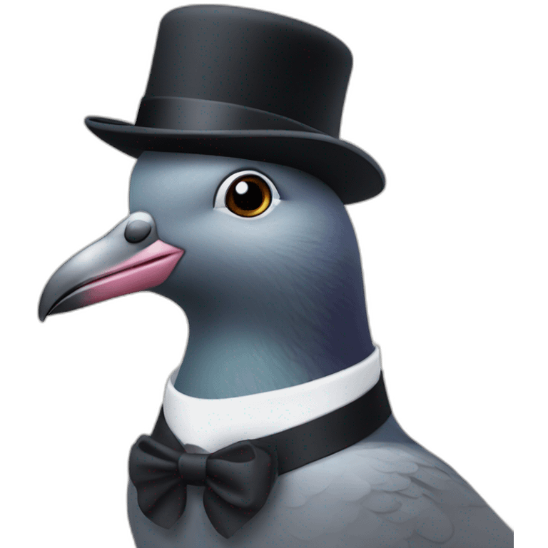 front facing pigeon wearing a bowler hat emoji