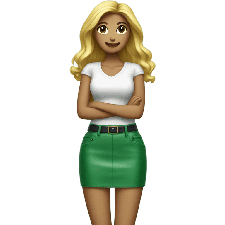 Green leather mini skirt isolated emoji