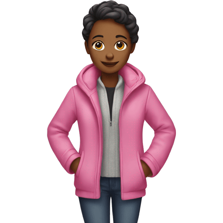 Girl wearing pink coat emoji