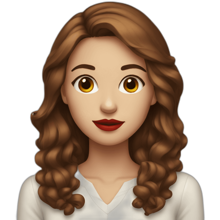 girl with red lips and brown hair emoji