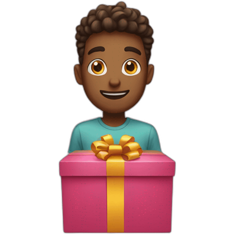 guy opening gift love emoji