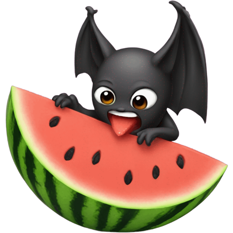 Bat eating watermelon emoji