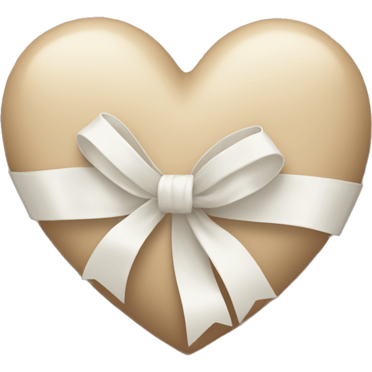 Beige heart with white ribbon emoji