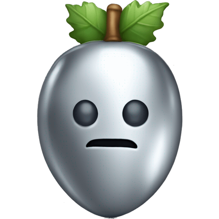 shiny silver Acorn with stem  emoji