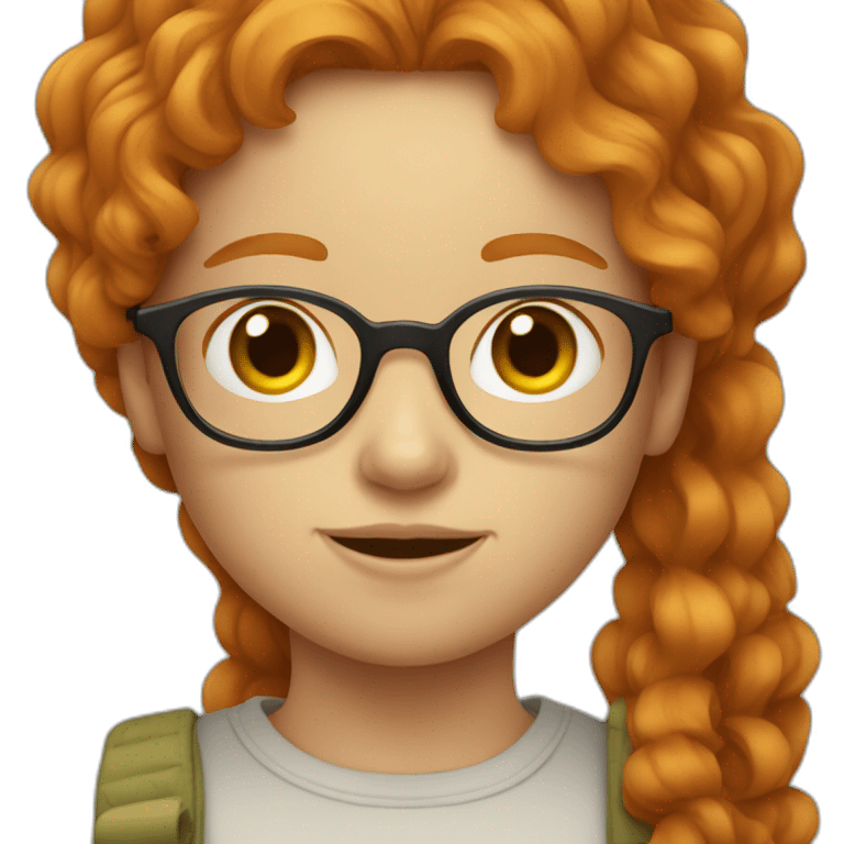 Ginger girl with wavy hair and glasses emoji