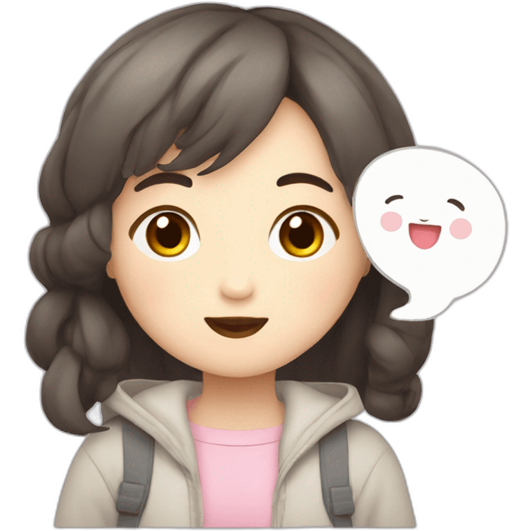 cute korean girl with speech bubble emoji