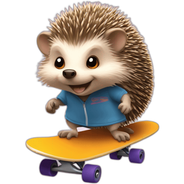 Hedgehog on skateboard with 47 number on spikes emoji