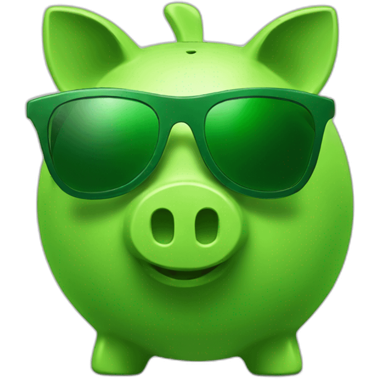 green piggybank with green sunglasses emoji