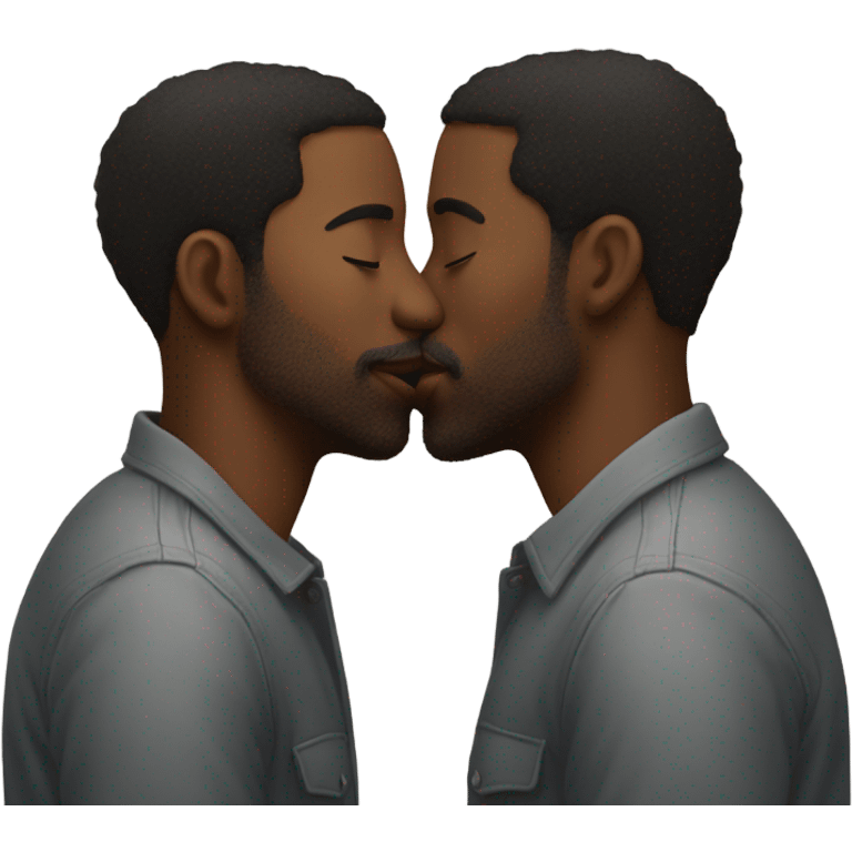 two black men kissing each others lips  emoji