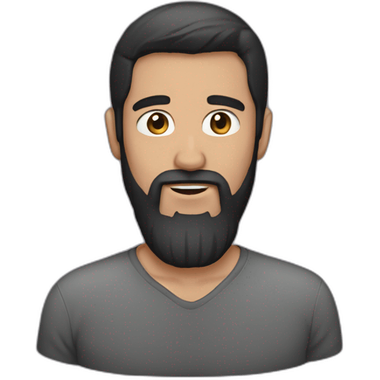 Man with straight dark hair and beard emoji