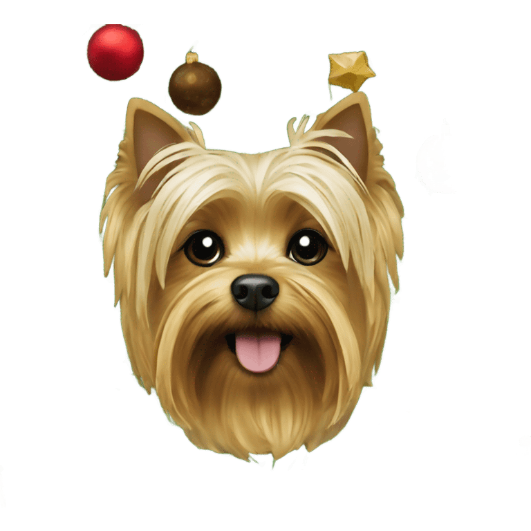 Yorkshire terrier and Christmas tree emoji