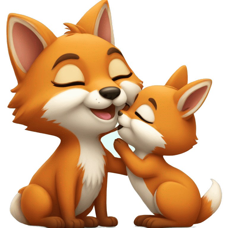 little fox kisses a bunny emoji