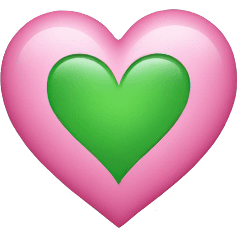 half pink, half green heart emoji