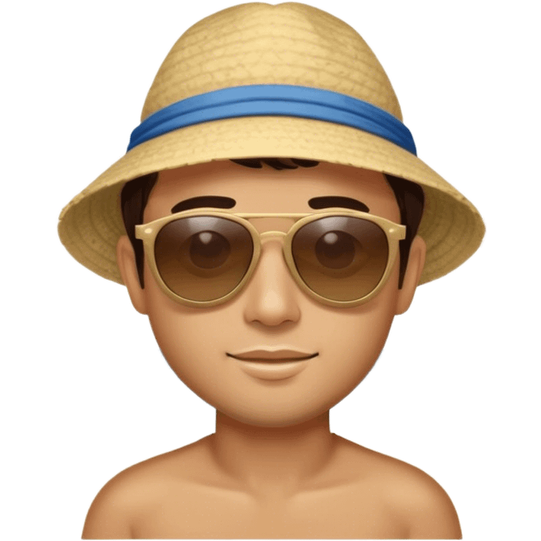 Brunette male at the beach in Vietnam emoji