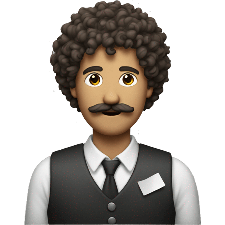 A curly hair man with moustache and a map on his hand emoji