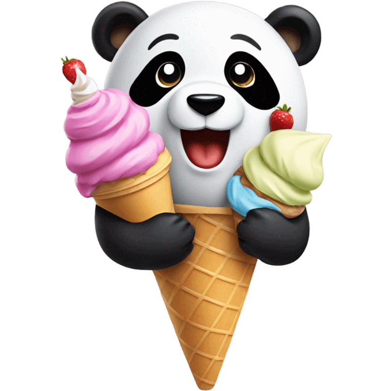 Panda eating ice cream emoji