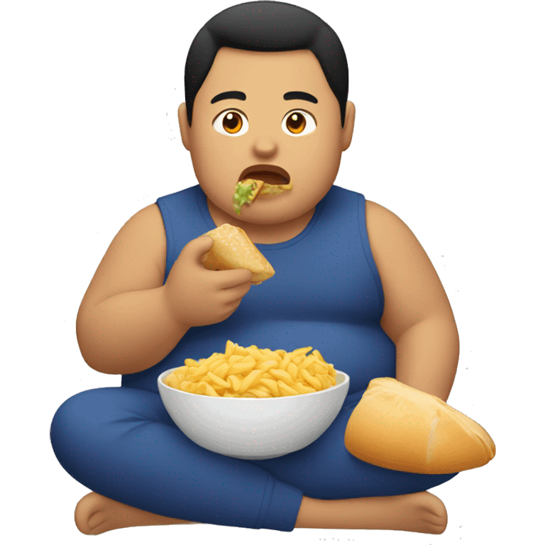 Chubby Filipino guy eating emoji