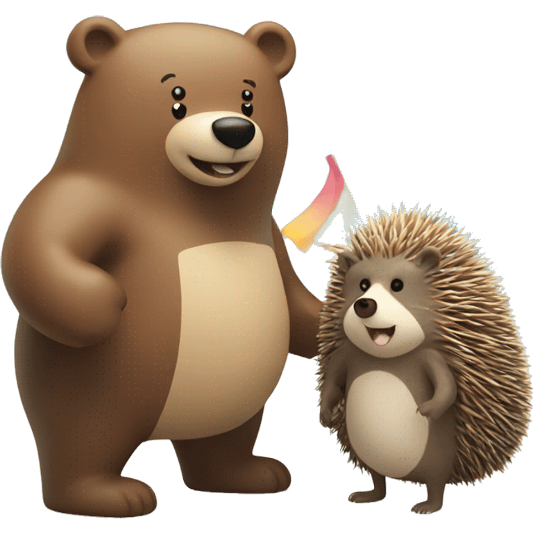 Happy Beach bear and hedgehog emoji