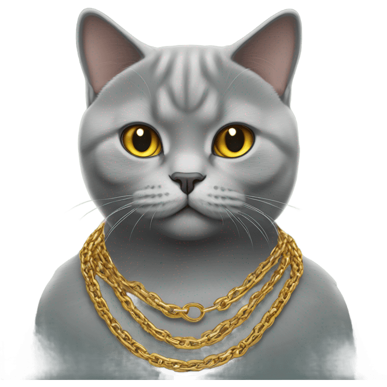 British shorthair cat with a gold chain emoji