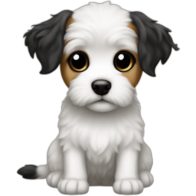 White Jackapoo with black right ear emoji