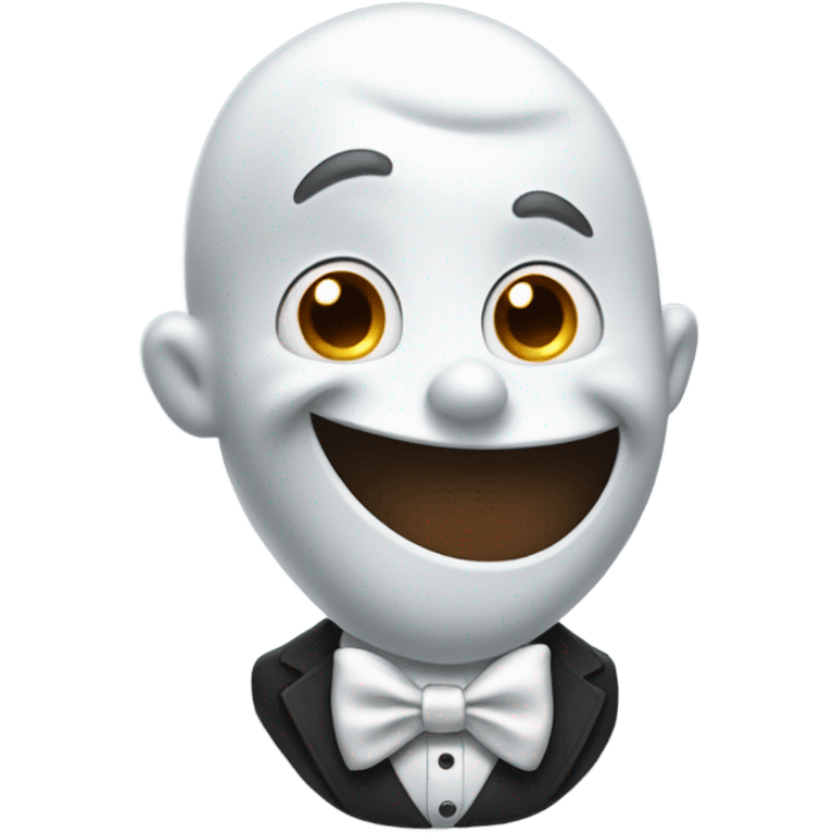 non-realistic happy ghost wearing a suit emoji