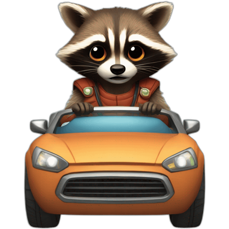 Rocket Raccoon in a car emoji