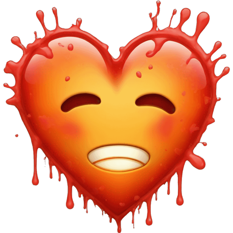 bleeding red heart glowing red-orange with splatter emoji