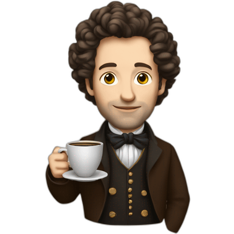 pushkin with a cup of coffee in his hands emoji