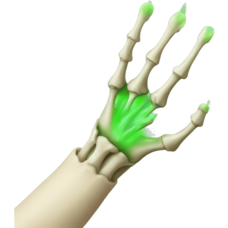 bone hand green fire nails emoji