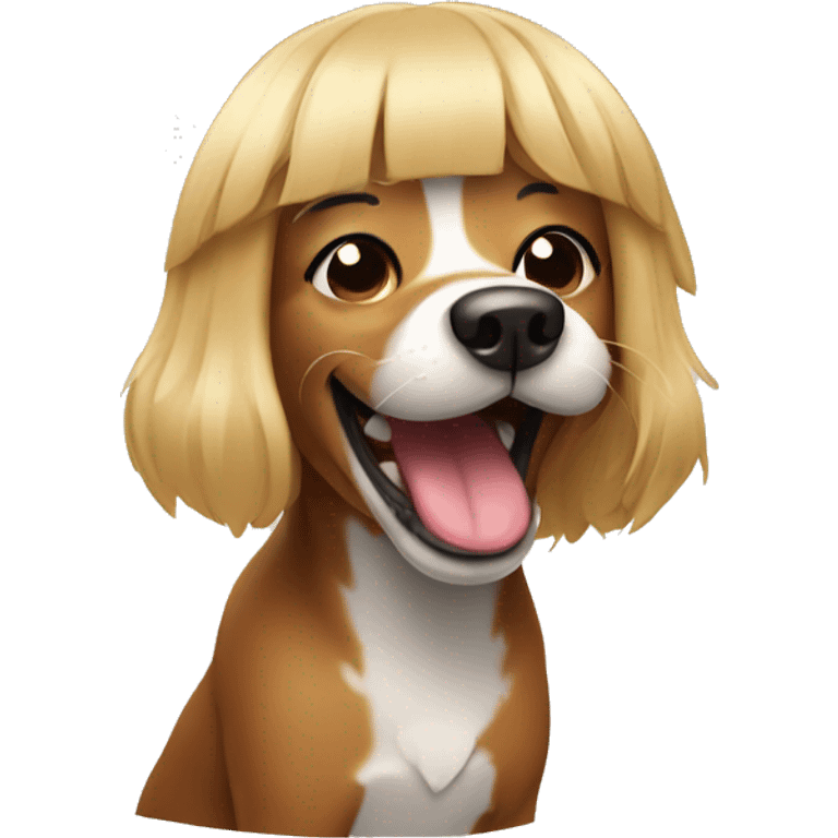 Laughing dog with wig  emoji