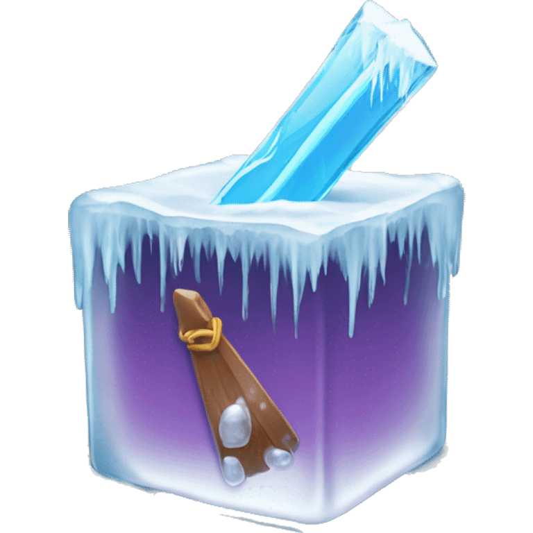 ippy ( story protocol ) placed in an ice cube and holding an icicle emoji