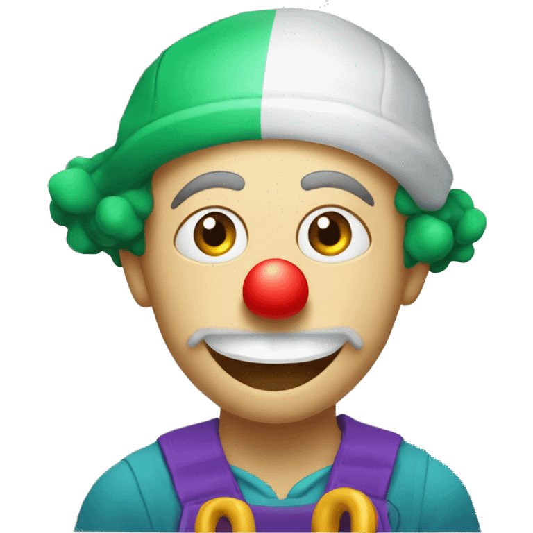 clown face emoji as a plumber fixing crooked pipe under the sink emoji