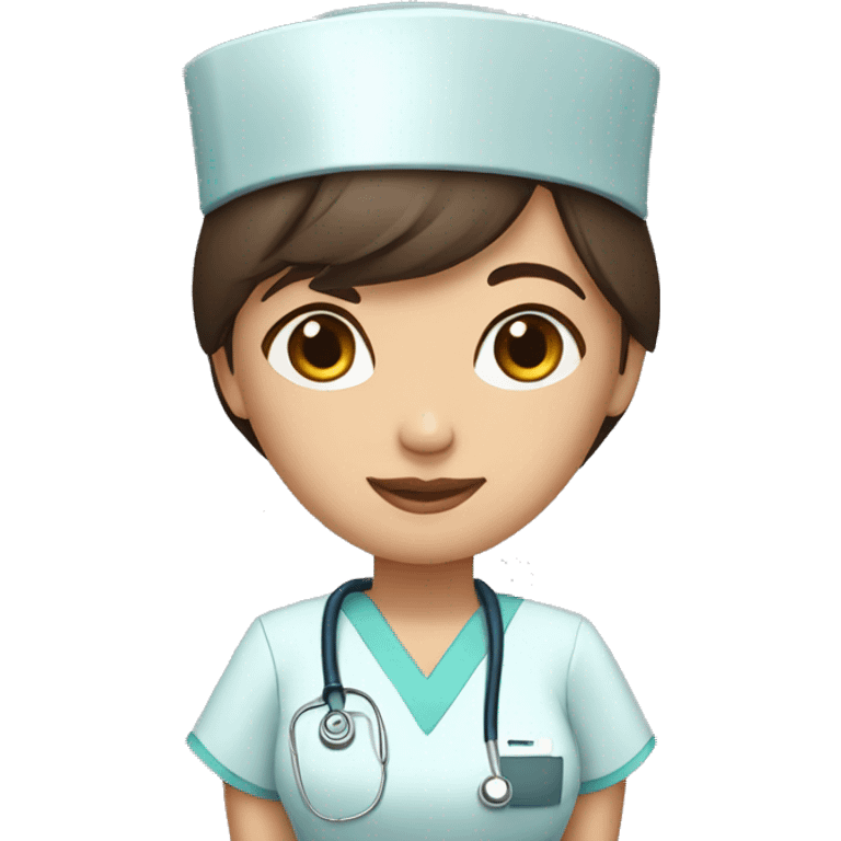 cute brunette nurse with scrubs  emoji