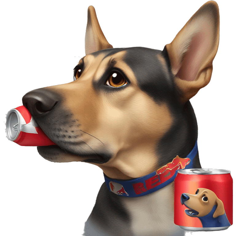 dog drinking redbull emoji