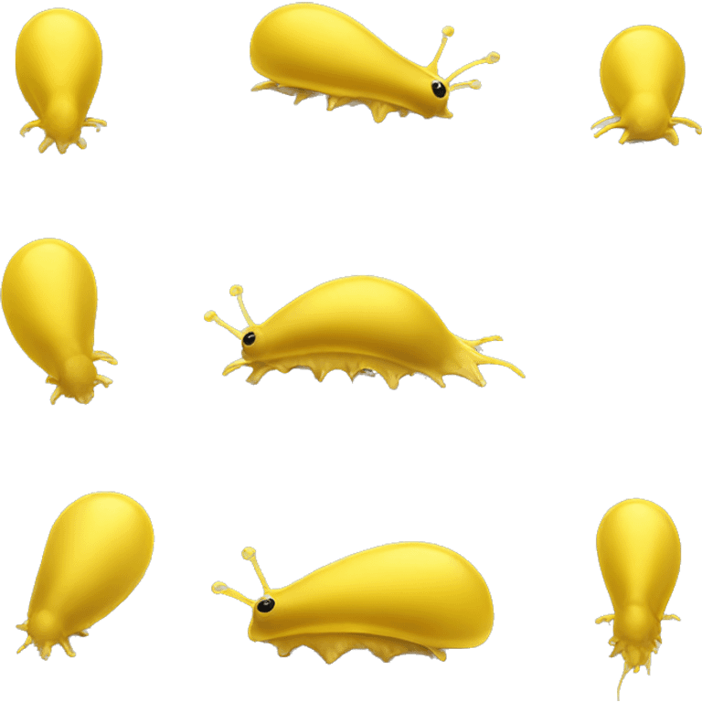 small, yellow slug-like creature with a rounded body, two antennae, and a slight slime trail emoji