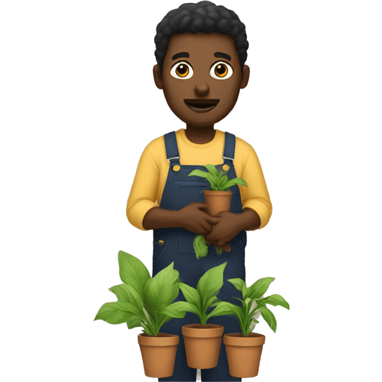 black farmer with plants emoji