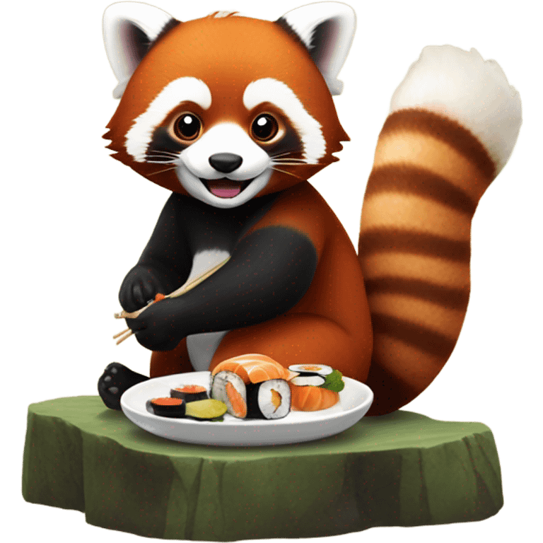 Red panda eating sushi  emoji